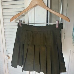 Los Angeles Apparel Olive Green Pleated Mini Skirt